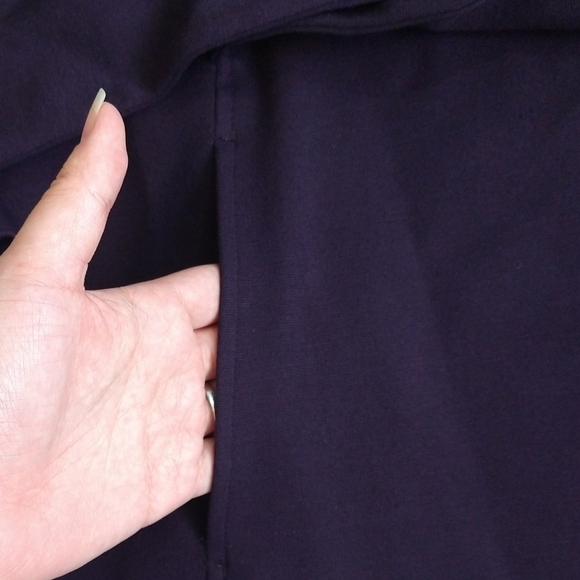 Eileen Fisher Purple Ponte Knit Belted Self Tie Coat Pockets Stretch Classic - Picture 7 of 10